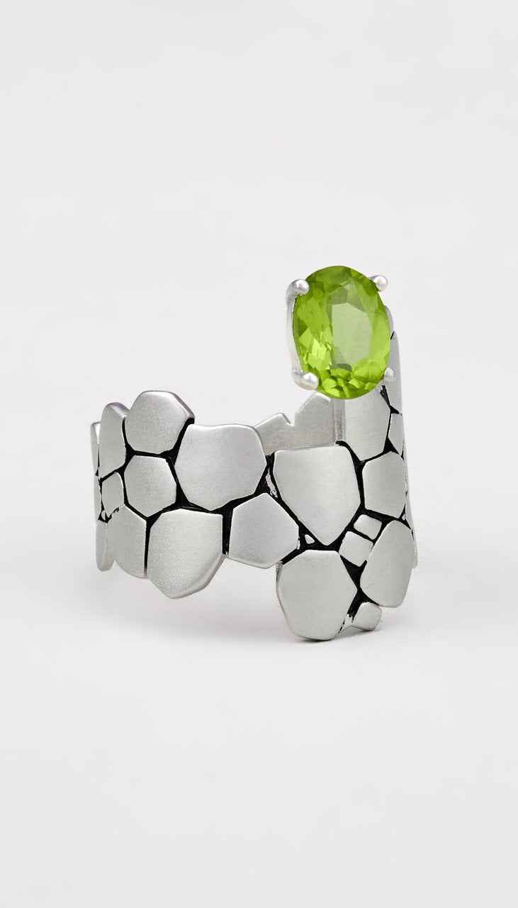 White Crevice Stone Ring