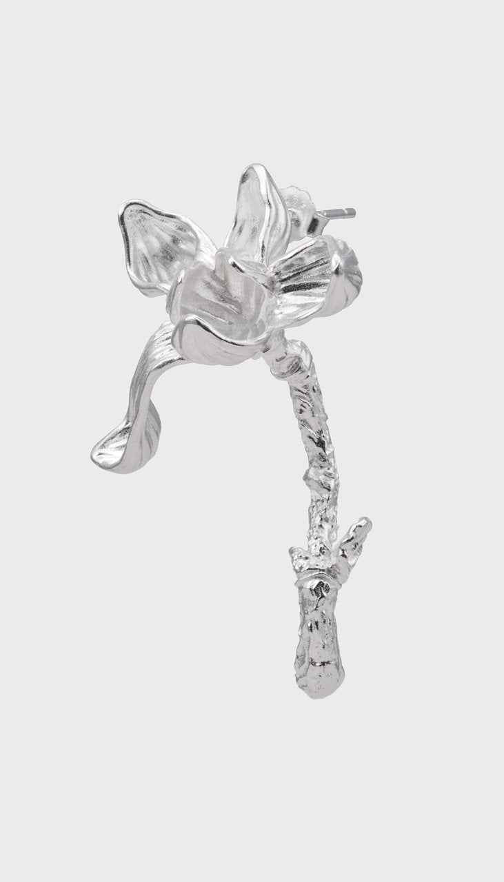 White Magnolia Bloom Single Stud