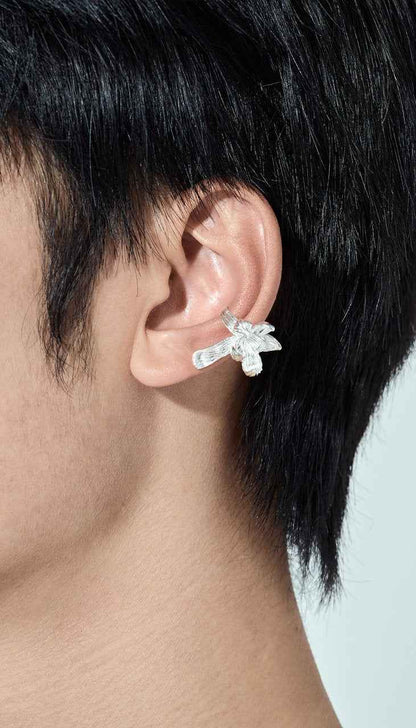 White Magnolia Bloom Single Ear Cuff c0b147-68.myshopify.com