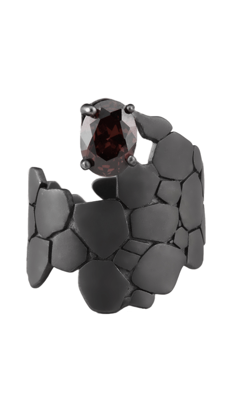 Black Crevice Stone Ring - RQ Cactus