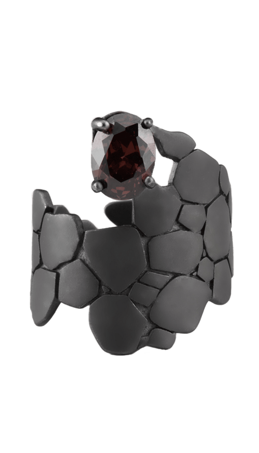 Black Crevice Stone Ring - RQ Cactus
